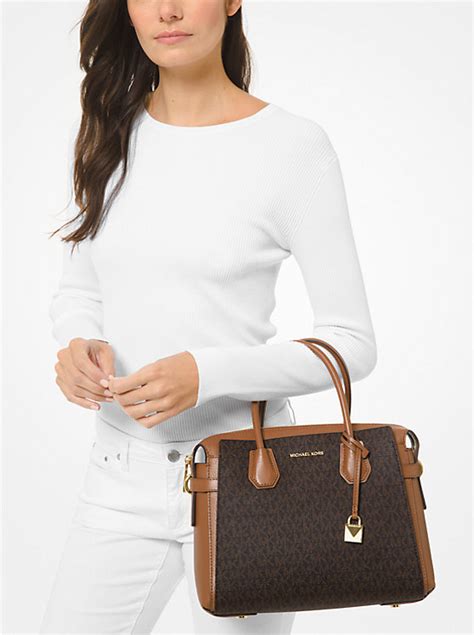 michael kors mercer medium belted satchel|mercer medium logo belted satchel.